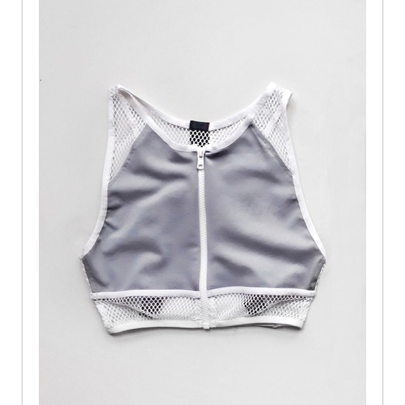 nun bangkok Tops - 📦 Nun Bangkok roadrunner zip crop top in grey